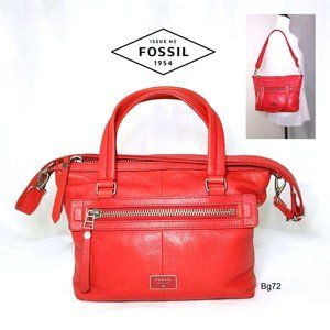 FOSSIL Issue No. 1954 Orange Red Cow Hide Leather Crossbody Satchel Shoulder Bag